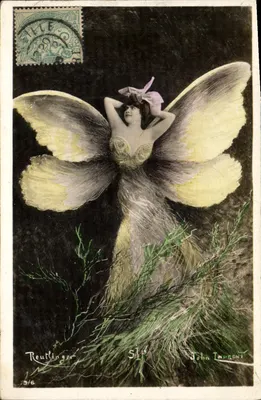 Fée aux ailes de papillon — illustration colorisée — John Laurent, n° 3/6
