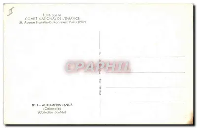 Bilhete postal antigo Papillon Automeris Janus Coleção Boubee — Verso