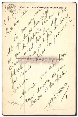 Ambulancia militar — soldado pidiendo ayuda para cambiar una rueda — Collection Comique Militaire 161 — Reverso