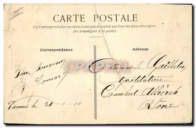Miłość w Kraju Menhirów — scena pary przed menhirami — H. Laurent, Port-Louis — Rewers