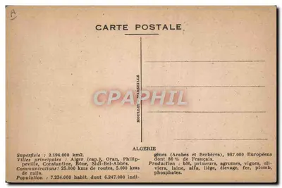 Algeria — carta geografica con ritratto del maresciallo Bugeaud — editore Sogno — Verso