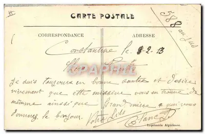Aux Manœuvres — Scène de nuit sous une tente — Cliché Lobry et Balleroy, éditeur — Verso