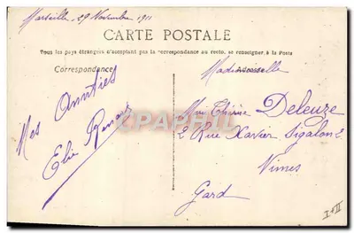 Mężczyzna przy telefonie — kolorowa kartka pocztowa — wydawca Irisa, nr 2636 — Rewers