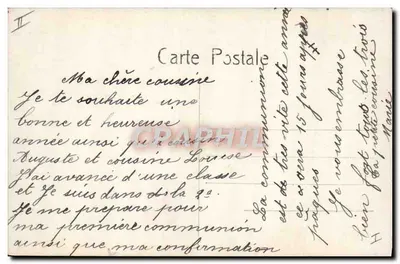 Menina ao telefone — Boa Ano — Carta Postal — Verso