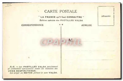 Angoulême — Catedral e margem do rio Charente — Edição especial Pastilles Valda — Verso