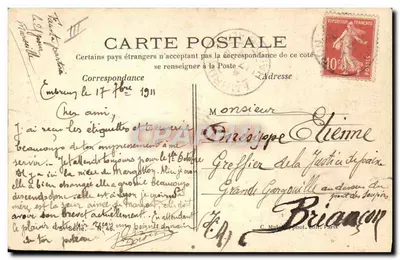 Mulher a caminho para os campos — En Route pour les Champs — C. Malaval fot. Ed. Paris, N° 48 — Verso