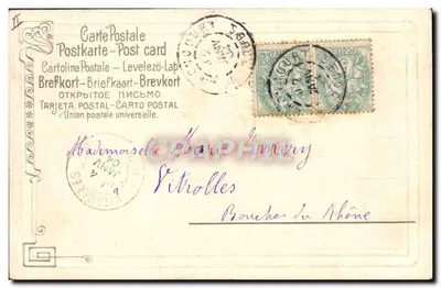 Bilhete postal antigo Fantasia de cogumelos — Verso