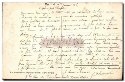 Paisagem invernal com ovelhas — Boa Ano — editor ALPAN, série N°38 — Verso