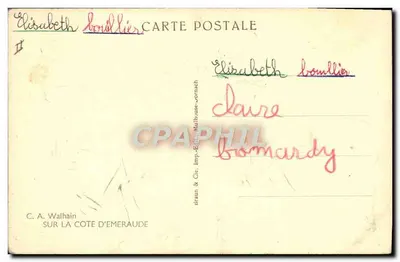 Menina com cabras — paisagem costeira — C.A. Walhain — Verso