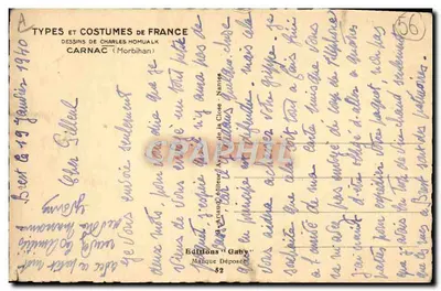 Carnac — Types en kleding van Frankrijk — Tekeningen van Charles Homualk, n°56 — Achterkant