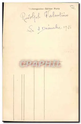 Rudolph Valentino — Fotografia autorstwa Abbe — Cinémagazine Wydawnictwo Paryż — Rewers