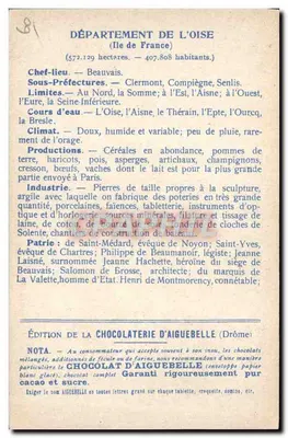Os Departamentos: OISE — Edição da Chocolaterie d'Aiguebelle — Verso