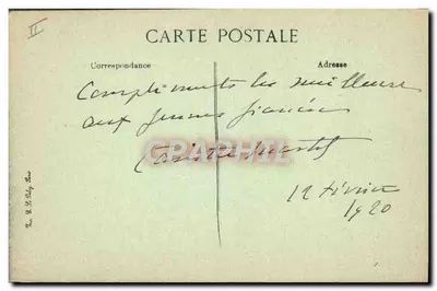 Sra. Caristie-Martel — 'Museu das Armas' — sobre o empl. de uma metralhadora alemã — datada 1920 — Verso