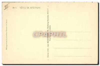 Porträt eines alten Mannes — Serie "TÊTES DE BRETAGNE" — Edition Scherbeck, Nancy — Rückseite