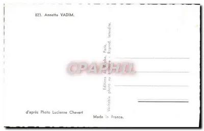 Annette VADIM — retrato — Éditions du Globe, Paris, n°823 — Verso