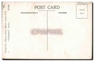 Criança ao telefone — Preferindo dizer « Allo » a « Au revoir » — Inter-Art Co., « COMIQUE » Series, n° 6128 — Verso