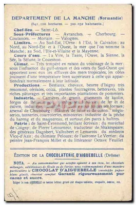 Die Departements: MANCHE — Ausgabe der CHOCOLATERIE D'AIGUEBELLE — Rückseite