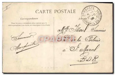 Dwie osoby przed domem w cegle — L'Indiscret C.L.C. — Rewers