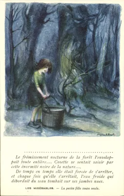 Cosette na floresta — cena de Les Misérables — editor não visível