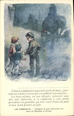 Les Misérables — Como o pequeno Gavroche se aproveita de Napoleão o Grande — editor Néme Chachou, Paris