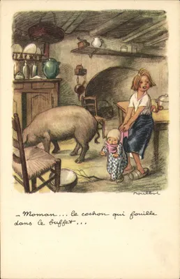 Galo em cena — Mamãe... o porco que procura no armário... — Roullot