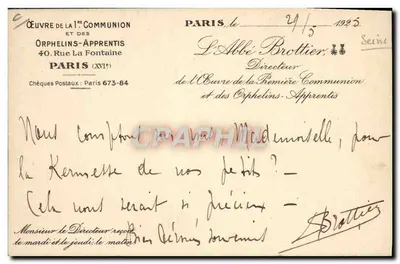 Posición de la Piedra de la Capilla de los Huérfanos de Auteuil — dedicada a la Bienaventurada Teresa del Niño Jesús — Foto Henri Manuel — Reverso