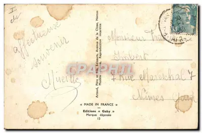 Deux plongeurs en tenue de bain — scène de plage — Éditions Gaby, Nantes — Verso