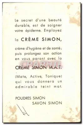 Suzy Vernon — Publicidade para a Creme Simon — Studio Piazz Paris — Verso