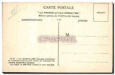 Bourges — Cathédrale et sculptures gothiques — Édition spéciale Pastilles Valda — Verso