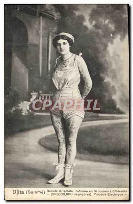 Djita (Salomé) — Tätowierte orientalische Schönheit in 14 verschiedenen Farben — Elektrischer Prozess