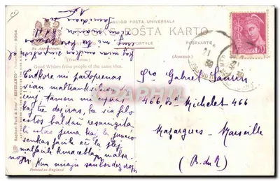 Esperanto — Język Przyszłości — Raphael Tuck & Sons — Rewers