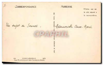 La Flottille de las Sardinières — Concarneau — Editor Lévy et Neuruzin, París — Reverso