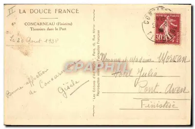 Tononiery na porcie — Concarneau (Finistère) — Wydawnictwo Sztuki VVON, Paryż — Rewers