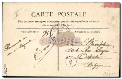 Puerto de Calais — Vista del puerto con vapor y veleros — Editor L.V. & Cie, n° 90 — Reverso