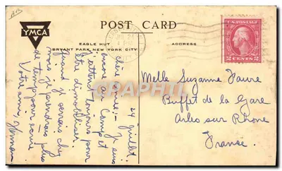 Soldats écrivant à leur mère — Salle de correspondance — YMCA Eagle Hut, Bryant Park, New York City — Verso