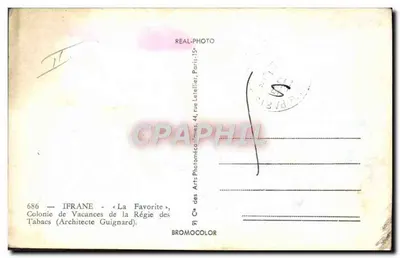 Nowoczesna pocztówka Ifrane La Favorite Kolonia wakacyjna Regii Tabaków Guignard — Rewers