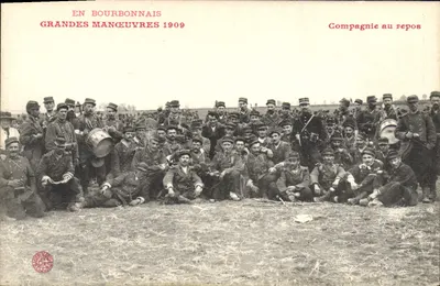 Große Manöver 1909 — Bourbonnais — Kompanie im Ruhestand — Verleger: A. M. Cie