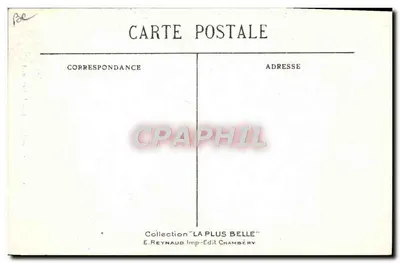 Trajes de Saboya (Les Entremonts) — Tema: pareja en traje tradicional — Editor: E. Reynaud, Chambéry, n° 10 — Reverso