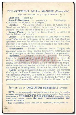 Die Departements: MANCHE — Ausgabe der CHOCOLATERIE D'AIGUEBELLE — Rückseite