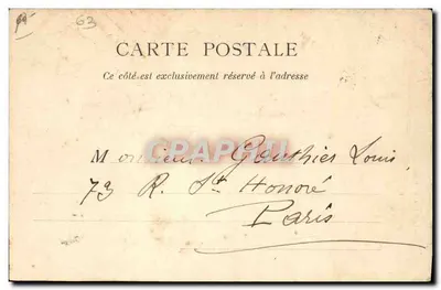 Puy de Dôme — Umgebung von Clermont-Ferrand — Antike Ansichtskarte Paris n°62 — Rückseite