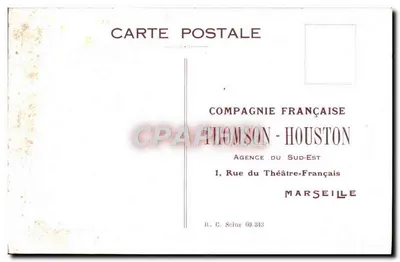 Telefone e Quadro Telefônico T.H. — Compagnia Francesa Thomson-Houston, Agência do Sudeste, Marselha — Verso