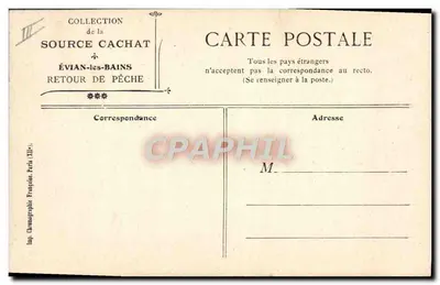 Évian-les-Bains — Retorno da pesca — Coleção da Fonte Cachat — Verso