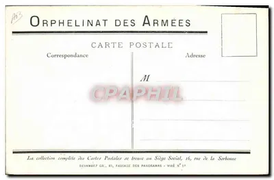 Orphelinat der Armee — Thema: Kriegsorphanaten — Verlag: Devambez Gr. & Passage des Panoramas, Paris — Rückseite