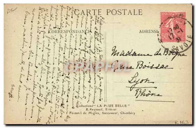 Trajes de Saboya (Tignes) — Dentellera — E. Reynaud, Chambéry, n°63 — Reverso
