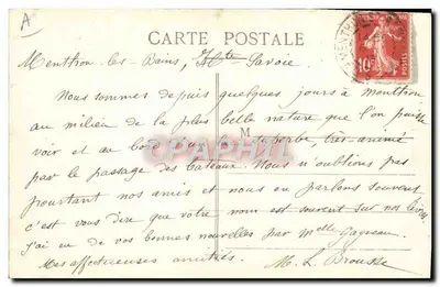 Kleding van SAVOIE — Onderwerp: vrouw in traditioneel kleding met spindel — A. Gardet, Annecy, n° 453 — Achterkant
