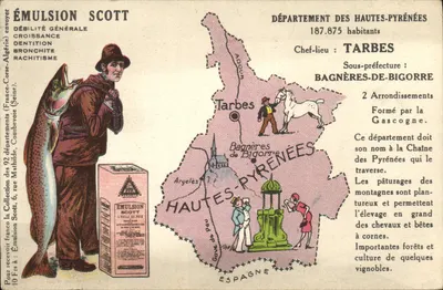 Département der Hautes-Pyrénées — geografische und touristische Karte — Scott Emulsion