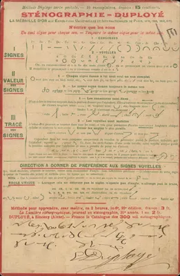 Stenography - Duployé — Stenographic method with signs and illustrations — publisher Duployé, Sinceny (Aisne)