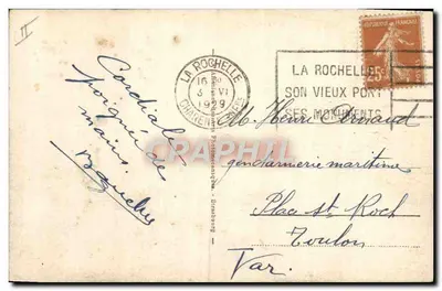 La Rochelle - L'Avant-Port — vue portuaire avec voiliers et tour de la citadelle — éditeur non identifié, n° de série 9 — Rewers