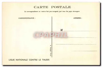Criança derramando água gelada — ilustração de Roullot — Ligue Nationale Contre le Taudis — Verso
