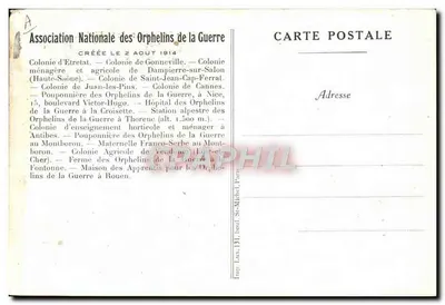 Asociación Nacional de Huérfanos de Guerra — En la playa del Hospital de Huérfanos de Guerra en La Croisette — Reverso